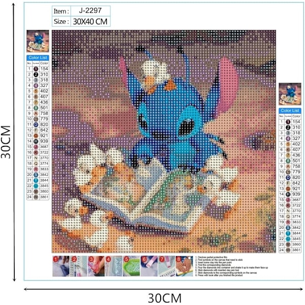 ##/5D diamantmålning-DIY-30x30cm-Stitch och Ankorna##/