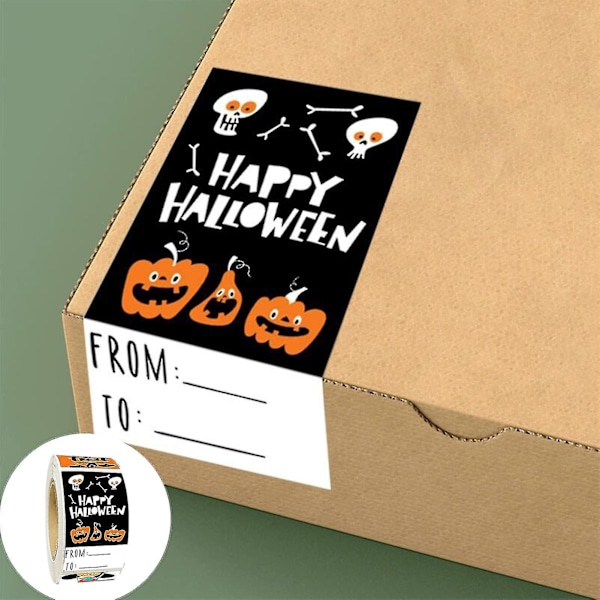 300 kpl/rulla Lahjapakkauksen Tarra Suorakulmainen Itseliimautuva Erilaisia Tyylejä Sujuva Kuorinta Ja Liimaus DIY Helppo Liimata Onnellinen Halloween Lahjapakkauksen Sulkemisen Tarra
