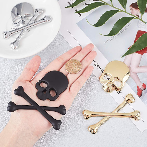 3 stk. (9*8,5 cm) 3D Metal Personlighed Hodeskalle Skelet Død Bil Moto