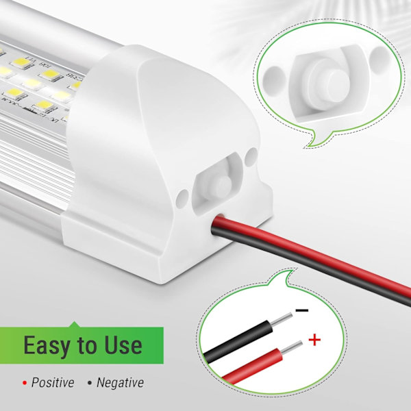 2 stk 12V LED Innvendig Lyslist Bilbelysning 108LED med På/Av