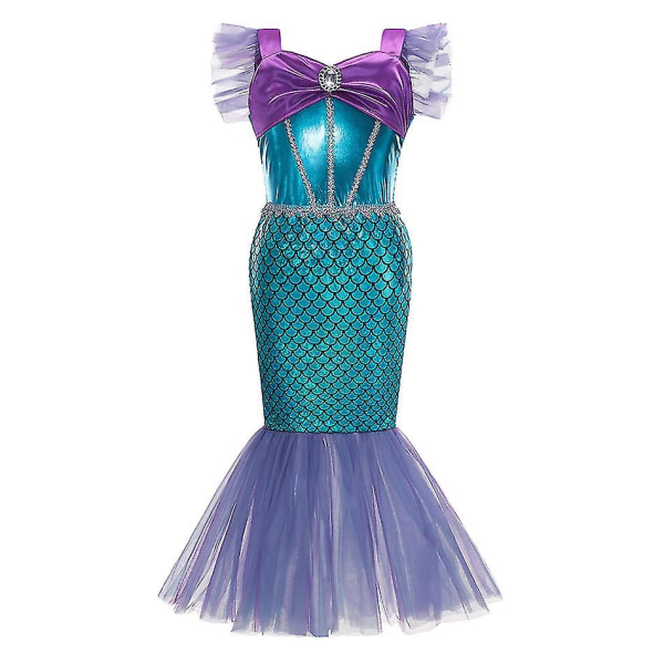 Disney Little Mermaid Dress Ariel Princess Cosplay Kostym För Barn Baby Girl Mermaid Kläder För Halloween Födelsedagsfest Present N