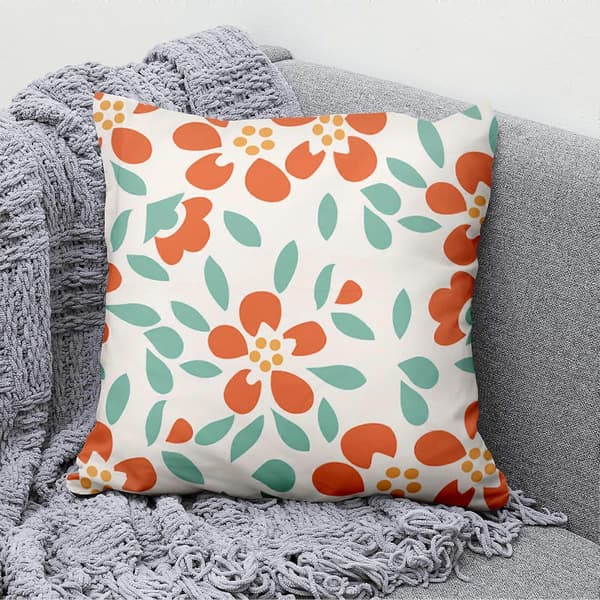 Putevar Non-fading Usynlig Glidelås Polyester Ferskenhud Blomstertrykk Putetrekk til Sofa E