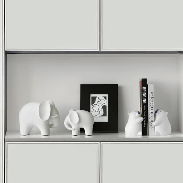 Hvide elefant ornamenter, dyreindgangs ornamenter, 12x14cm