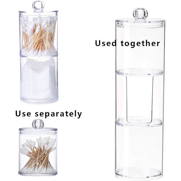 3 i 1 Vatpindsholderboks Plastik Vatpindsholder Transparent
