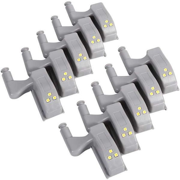 10 stk LED hengsel-sensorlys for skap, kjøkken, nisje