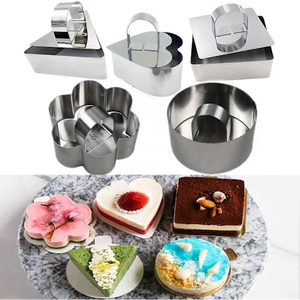 Mini Bakeform Varmebestandig Flerbruks Korrosjonsbestandig Rustfritt Stål Mousse Kakeform Ring for Kjøkken 3