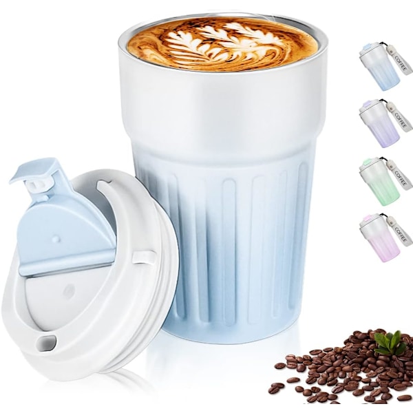 Mugg i rostfritt stål 400 ml (blå) Läckagesäker kaffe- och tekopp