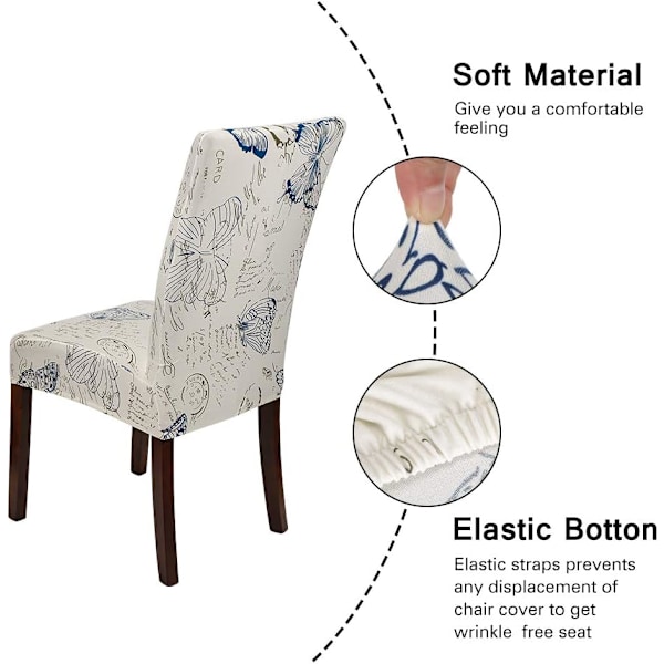 ##/Sett med 4 universelle stolkseter - sommerfuglmønster, elastisk og##/
