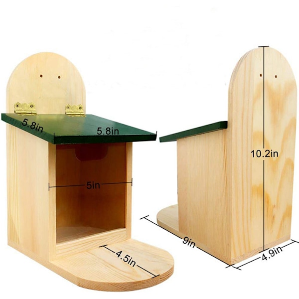 Oravan ruokinta-asema punaisille oraville - metallikatto, luonnollinen puu