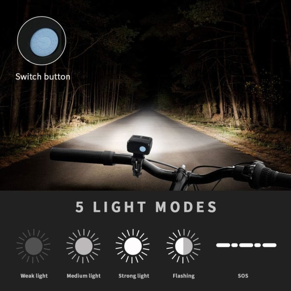 MTB-lampa, Cykelfrontlampa USB Uppladdningsbar Kraftfull LED-cykel L