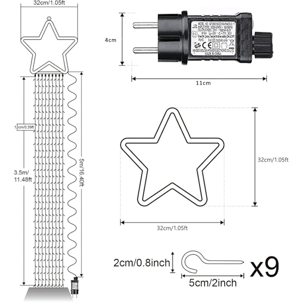 317 LED Julgransljusgirlang, Diameter 32cm Stjärnljusgardin