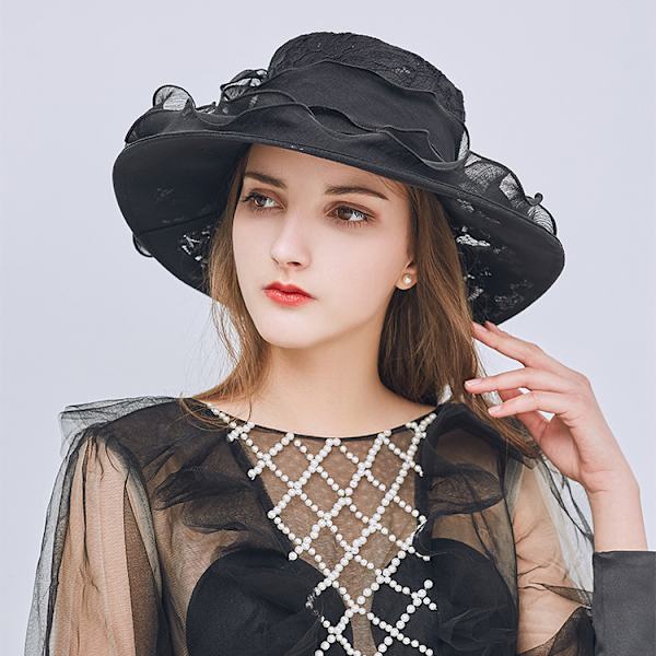 Elegant Brudehatt i Blonder, Solhatt for Strand, Reise, Sommer, Solbeskyttelse