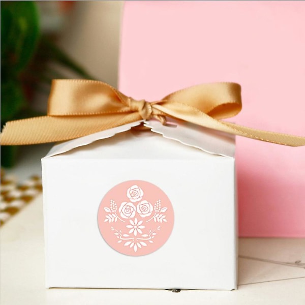 500 stk/rull Blomster Takk Deg Klistremerker Scrapbooking For Gaveeske Dagbok Dekorasjon Runde Tetningsklistremerker Sitron Rose Blomst Etiketter
