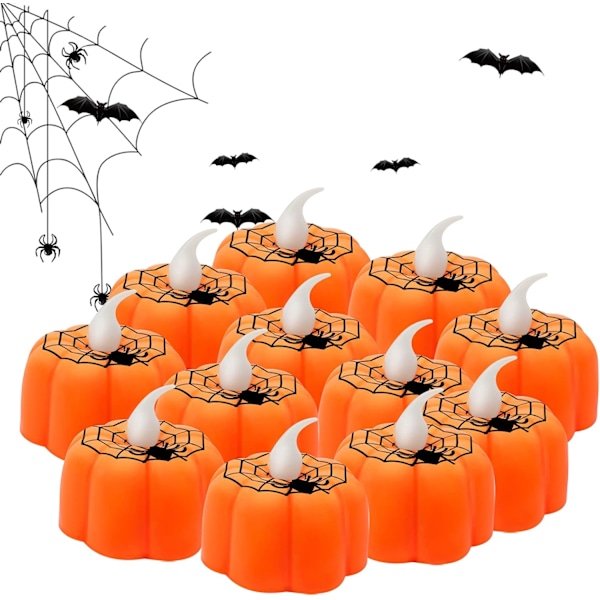 ##/12 kpl Halloween-kurpitsalyhtyjä (liekittömiä teekuumeita), lepakko##/