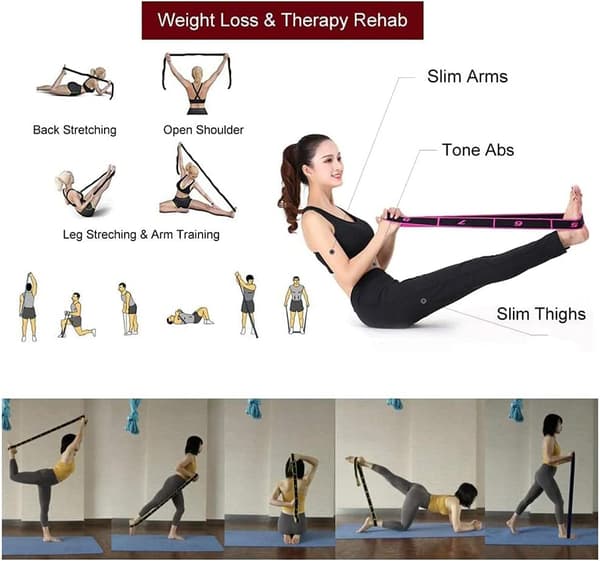 Elastiskt Yogaband, Stretch Fitnessbälte, Latin Övningsband, M