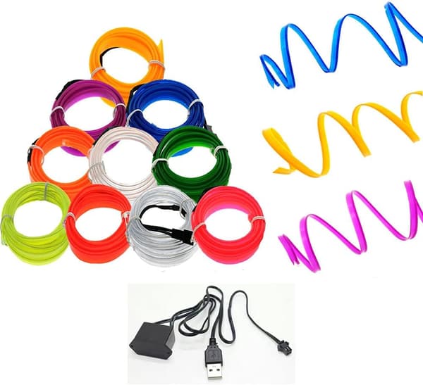 5M/15FT, Lila Tråd Inre Bil LED-Stripljus, USB Neon Glow