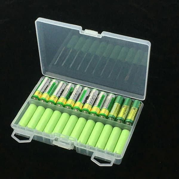 Batteriförvaringslåda Transparent Stor Kapacitet Portabel 48st AA AAA Uppladdningsbart Batteri Behållare Organizer för Hemmet S