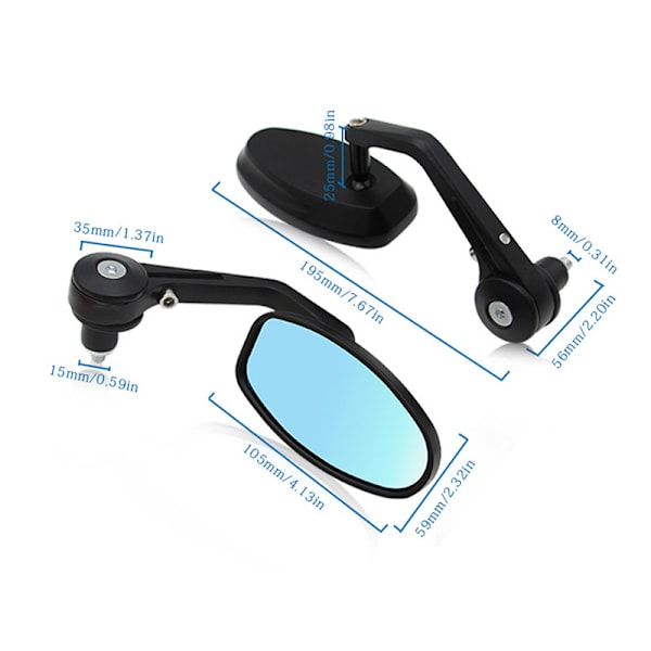 ##/1 Moottoripyörän peilit 7/8\" 22mm ohjaustangon pääpeilit Heijastamattomat sivupeilit Peilit moottoripyörälle Cruiser Scooter Ducati Yamaha Suzuki Kawasaki##/