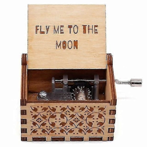 FLY ME TO THE MOON Vintage H Handvevad Trä Speldosa 30 Not Toner