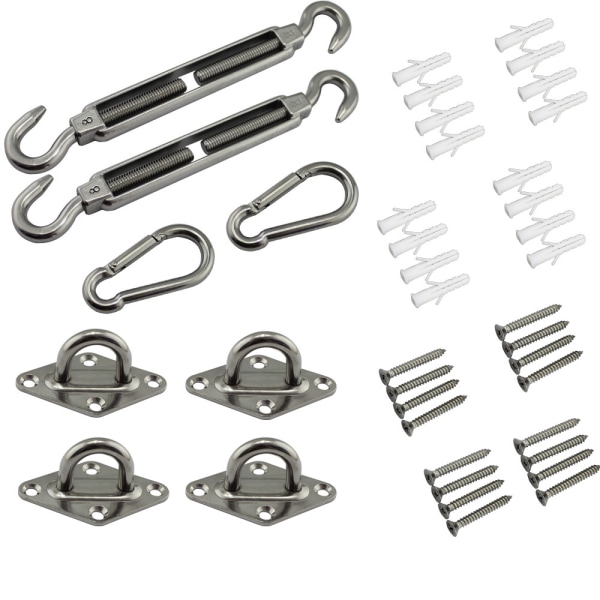 Skygge Sejl Hardware Kit - 304 Rustfrit Stål Solsejl Installation