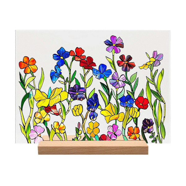 Akryl Blomst Bord Skilt med Tre Stativ Kraftig Blomsterplanter Hjemmekontor Midtstykke Skrivebordsdekorasjon Ornament A