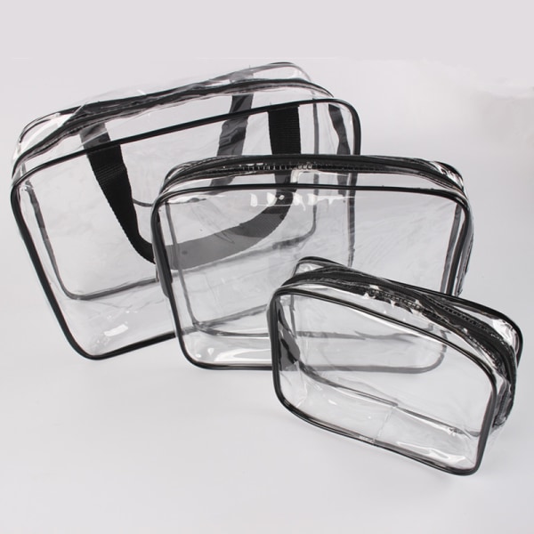 ##/in 1 Gaveposer Transparent PVC Rejsetaske Vandtæt Multifunktionel Kosmetikposer Makeupposer til Rejser 3 stk (Sort)##/