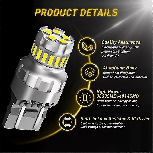 Bil T20 7440 W21w Led Canbus Baklygter W21/5w 7443 Led Pære Brems Blinklys 6500k Supe