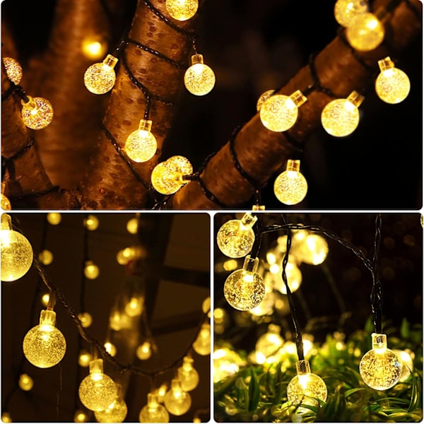 ##/Solcellsstränglampor för utomhus, 50 LED 7 meter Kristallkula med 8 lägen##/