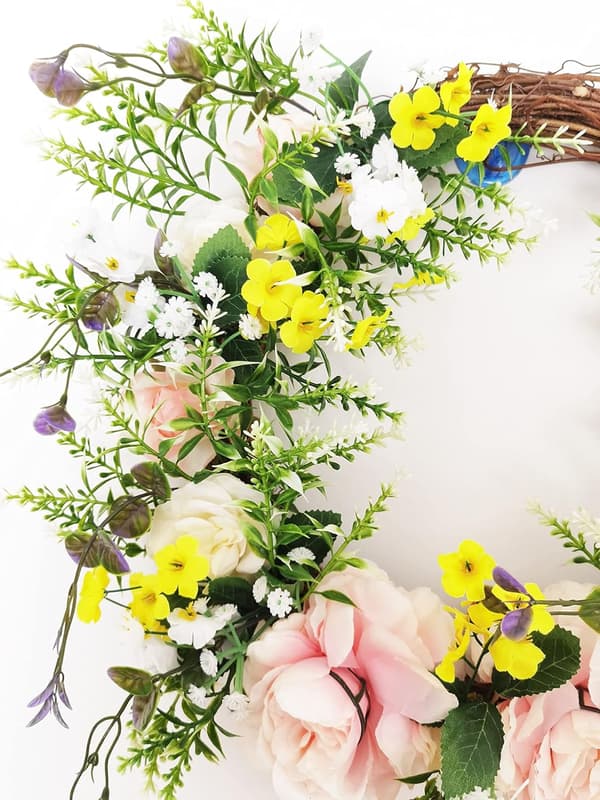 Kunstig Peonykrans Håndlaget Blomsterkrans med Eucalyptus L