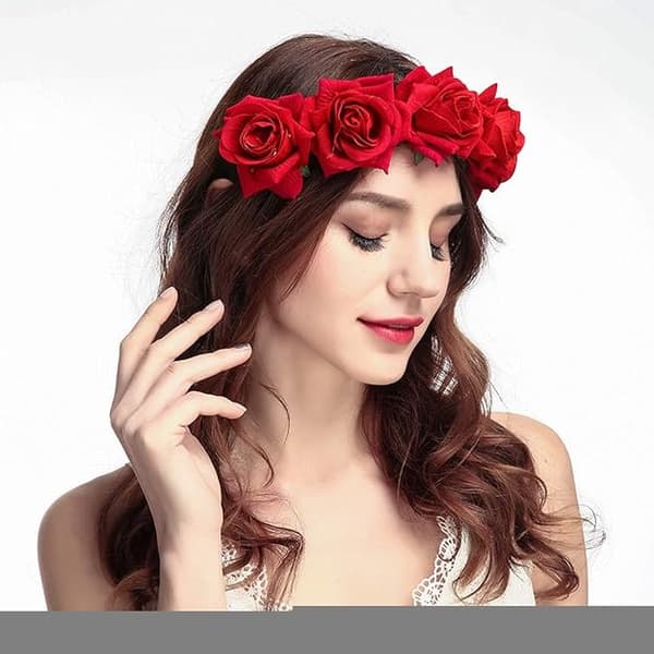 Bröllops Brudtärna Brud Blomma Ros Diadem för Barn a