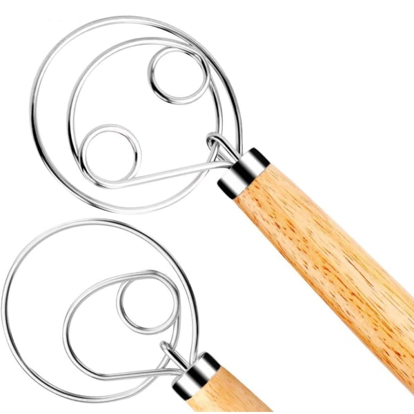 Danish Dough Whisk Bread Mixer，2 Pack Premium Stainless Steel Du