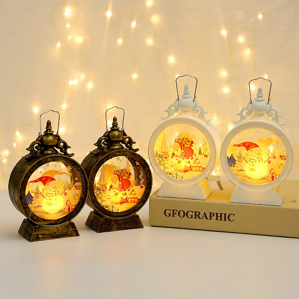 ##/Julbellslykta - brons snögubbe, LED juldekoration,##/