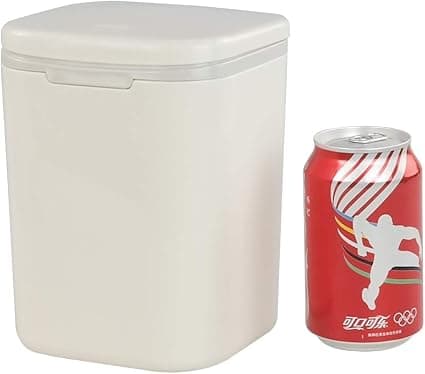 Minibøtte for skrivebord med trykknapp og lokk - 1,8 L (Hvit)