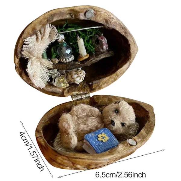 Miniatyrverden Valnøttskall Figurin Liten Mikrolandskap i Valnøtt Resin Statue Skulptur Hjemmekontor Bokylle Skrivebord Dekor Ornament C