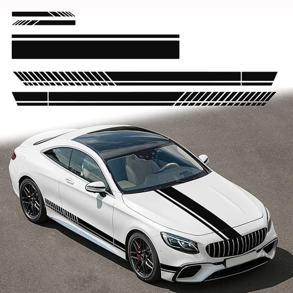 Bilstickers Vinyl Karosseri Panser Dekal Racing Stripe Dekaler for Bil Biler Vinyl Bumper Sticker (Rød)