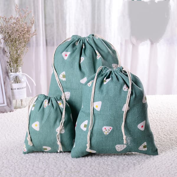 ##/(Ljusgrön) 3-pack dragsko-påse, bomulls- och linneförvaringsväska, presentpåse##/