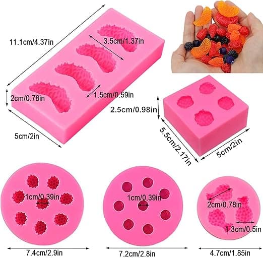 5 st Frukt Silikonform Fondant Fruktformade Geléformar, 3D Mini