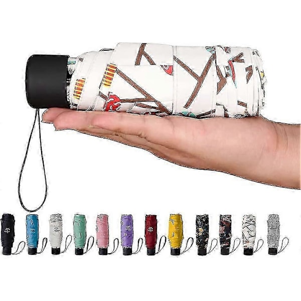 Mini Reise Sol&regn Paraply - Lett Kompakt Parasoll Paraplyer Med 95% UV-beskyttelse For Menn Kvinner Flere Farger