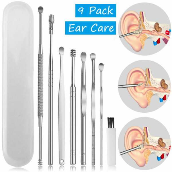#Ear Cleaner Öronrengörare i rostfritt stål 8 delar öronvaxborttagare#