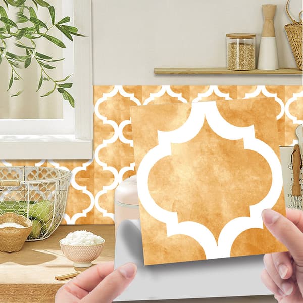 ##/10 st. 3D-stereoskopiska gula kakelklistermärken 15×15cm, kök##/