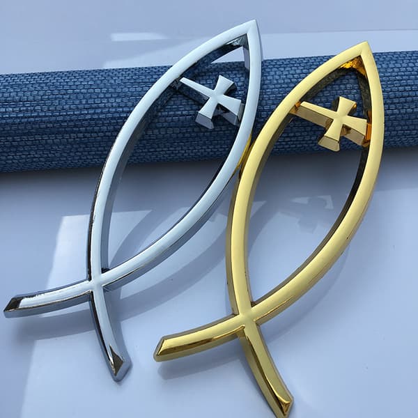 6 stk 3 stiler Jesusfisk 3D klistremerker Bilstikker Jeep-klistremerke
