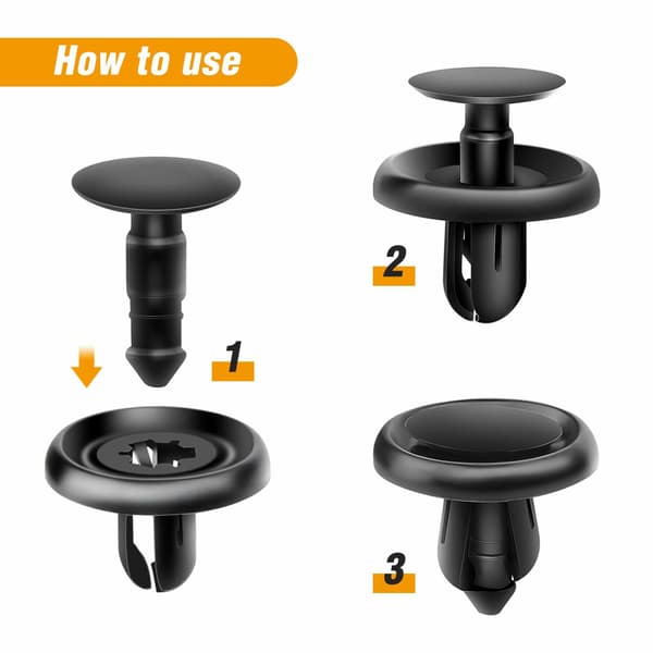 100 stk. Universelle Plastikclips til Toyota/Lexus 9046707201 Sort