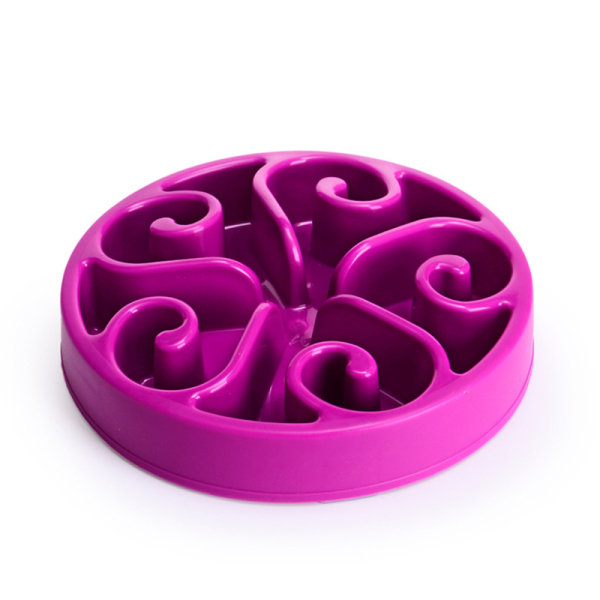 M Purple Anti Glutton Dog Slow Feeding Bowl with Non-Slip Base P