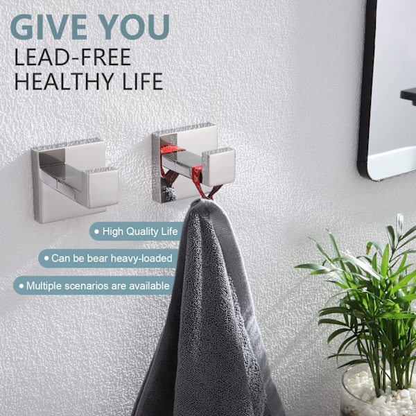 2-pack fyrkantiga väggkrokar för badrock - Silverspegel, m