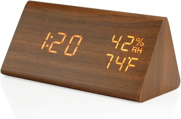 Träväckarklocka, Smart LED Digital Klocka för Sovrum/skrivbord, U