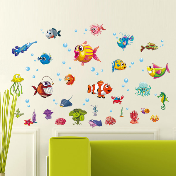 /#/Under the Sea Kids Wall Stickers Sea Animals Dolphin Fish Sticker Wall Decor for Kids Room Baby Nursery Bathroom/#/