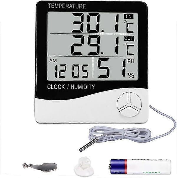 Digital Hygrometer Termometer, Inomhus Utomhus Temperatur Luftfuktighetsmätare, Hemmakontor Temperatur