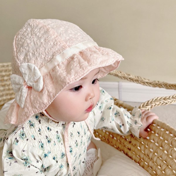 Lace Bow Summer Baby hatt (Rosa) Girl Cotton Sun Hat Newborn Baby