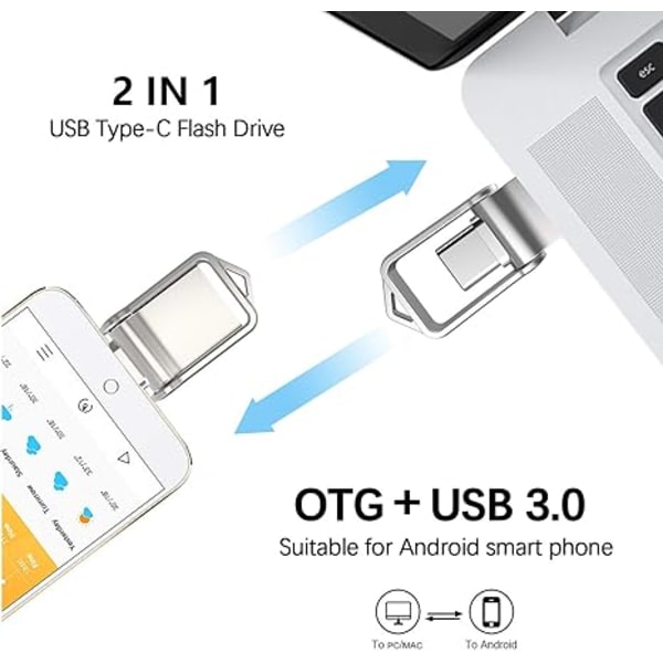 32 Gt Mini USB 3.0 Type C Kaksois-USB-muistitikku, OTG Nopea W