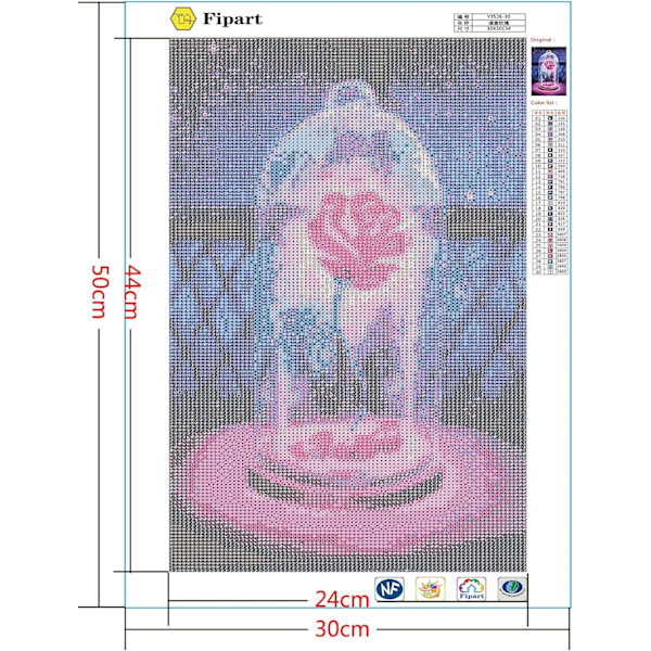 Rose 5D DIY Diamantmaleri Krydssting Håndværkssæt, Diamantmaleri